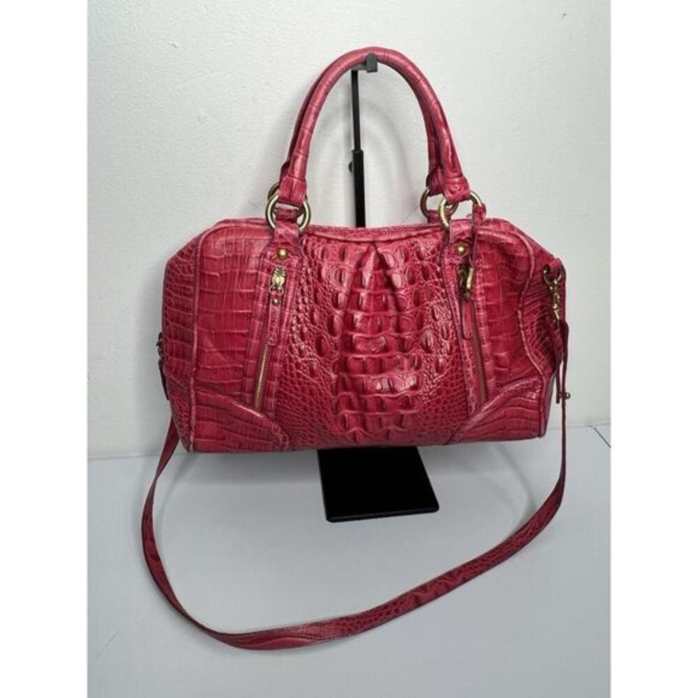Brahmin Hobo Satchel Red Croc Embossed Leather Vintage
